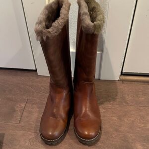 Brown Portuguese NWT genuine Leather Women's Boots with Shearling
